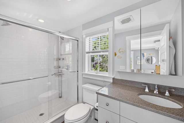 53 W Vine St Unit A, Provincetown, MA 02657 - bathroom featuring vanity, a shower stall, and recessed lighting