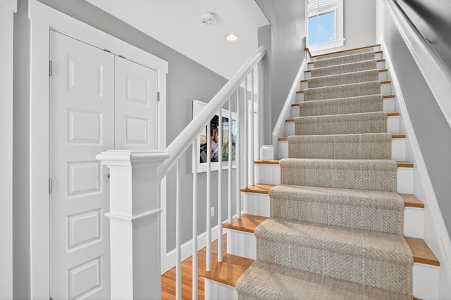 53 W Vine St Unit A, Provincetown, MA 02657 - staircase with wood finished floors and recessed lighting