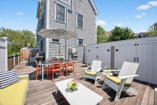 53 W Vine St Unit A, Provincetown, MA 02657 - wooden deck featuring outdoor dining space and grilling area