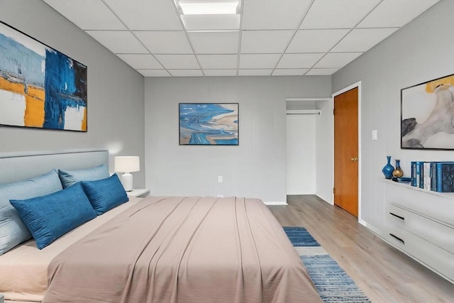 309 E Eagle St, Boston, MA 02128 - bedroom featuring wood finished floors, a paneled ceiling, and baseboards