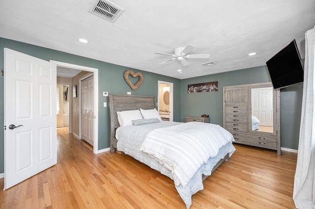 47 Patrick Rd Unit 47, Tewksbury, MA 01876 - bedroom with baseboards, light wood-style floors, recessed lighting, and ceiling fan