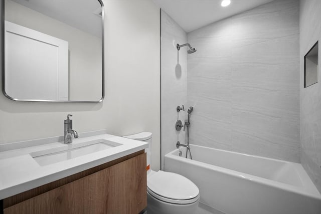 full bathroom with shower / bath combination, toilet, and vanity