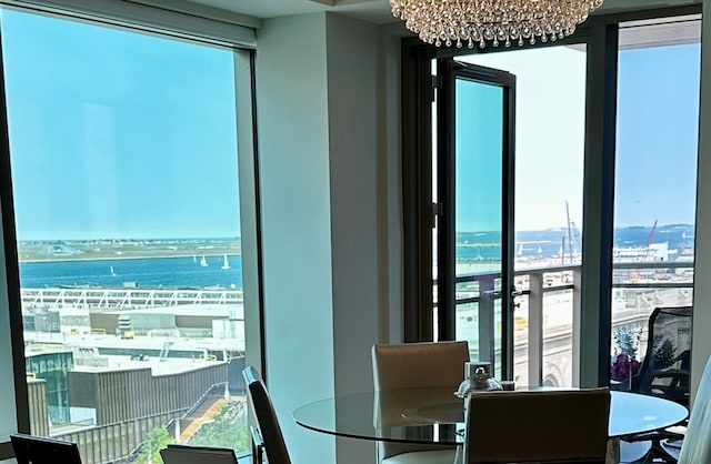 dining room featuring a chandelier