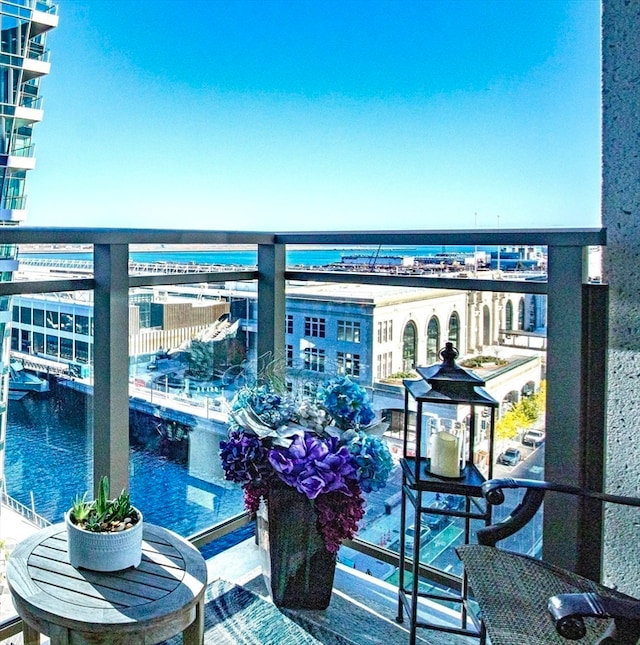 balcony with a water view