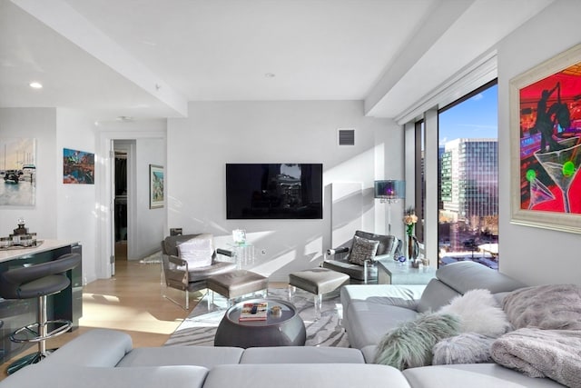 living room featuring light hardwood / wood-style floors