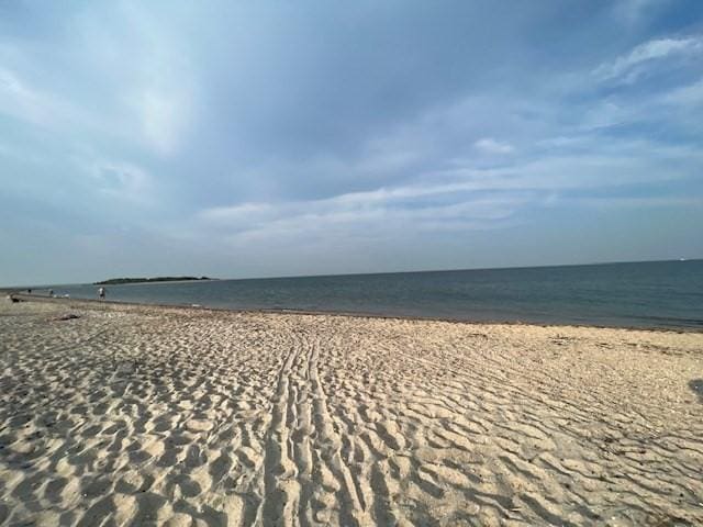 view of water feature with a view of the beach