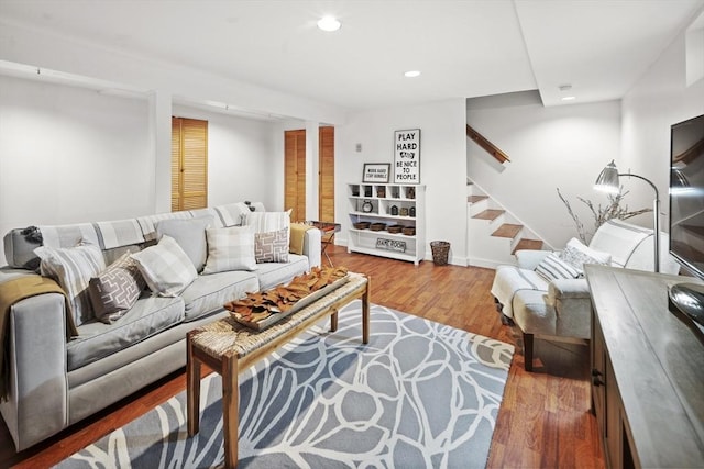 living room with hardwood / wood-style flooring