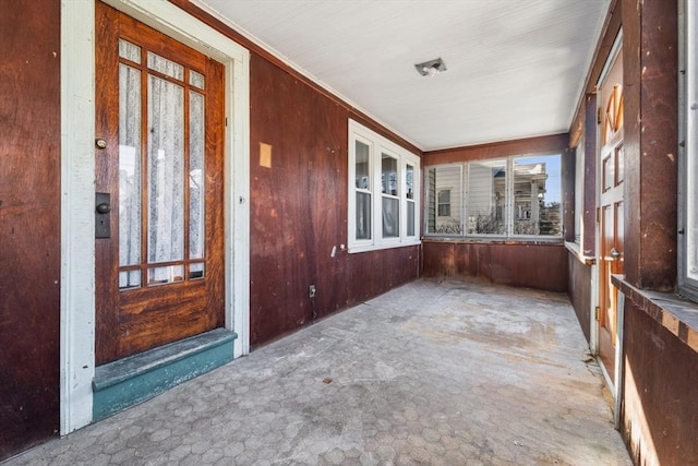 view of unfurnished sunroom