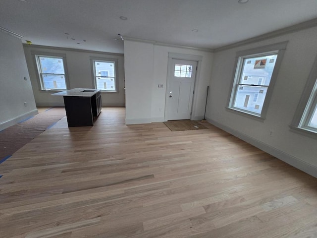 9 Swan St, Beverly, MA 01915 - foyer with healthy amount of natural light, light wood-type flooring, and crown molding