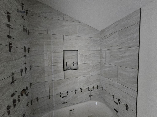 9 Swan St, Beverly, MA 01915 - full bathroom with lofted ceiling and washtub / shower combination