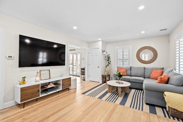 living room featuring light hardwood / wood-style floors