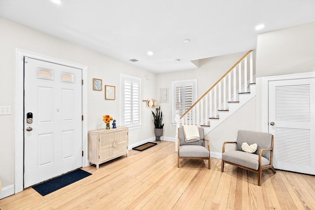 entrance foyer featuring light wood-type flooring