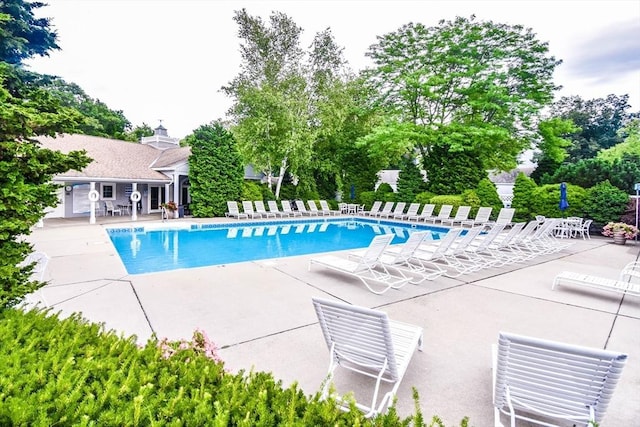 pool featuring a patio area