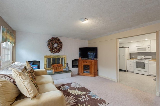14 W Winkley St, Amesbury, MA 01913 - living room with light carpet and a textured ceiling