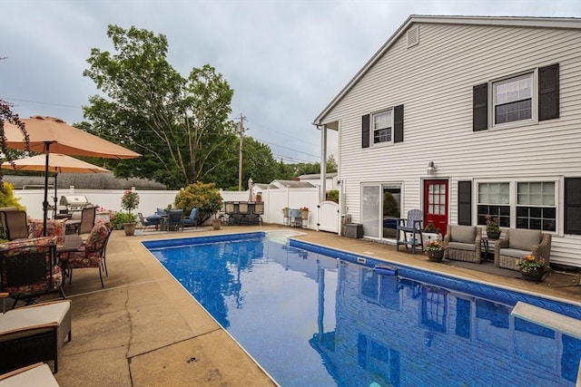 14 W Winkley St, Amesbury, MA 01913 - view of pool featuring a patio, a fenced backyard, and outdoor dining area