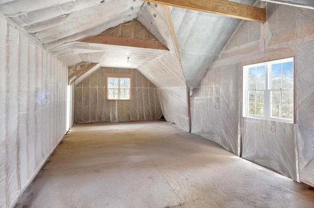 additional living space featuring vaulted ceiling