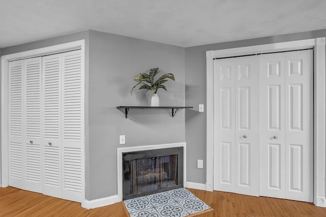 living room with wood-type flooring