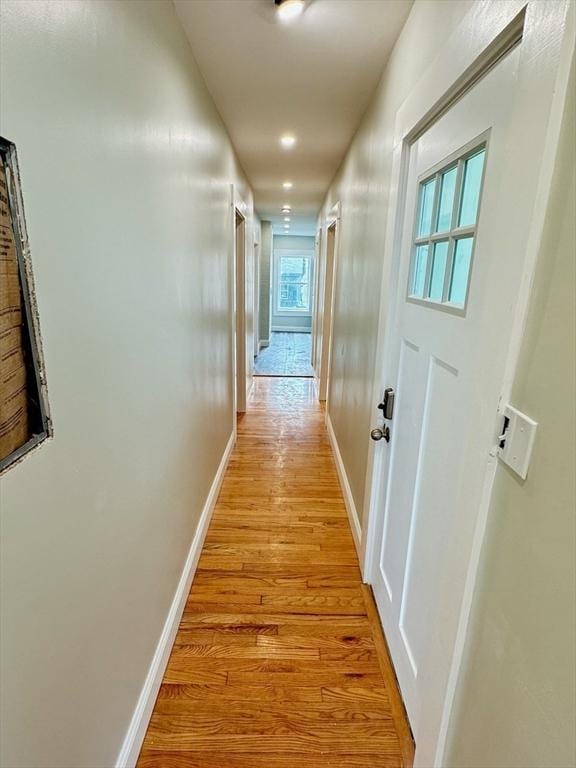 hall featuring light wood-type flooring