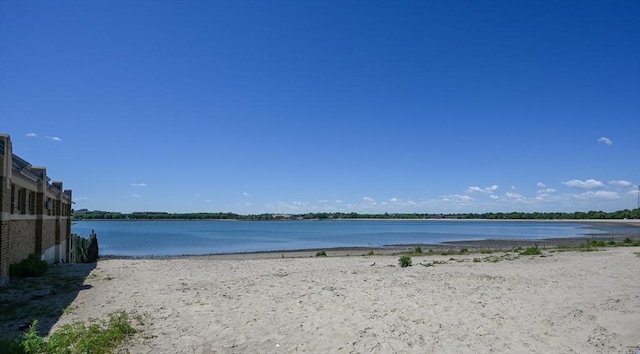 view of water feature featuring a beach view