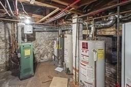 utility room featuring water heater