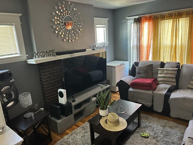 living area featuring wood finished floors