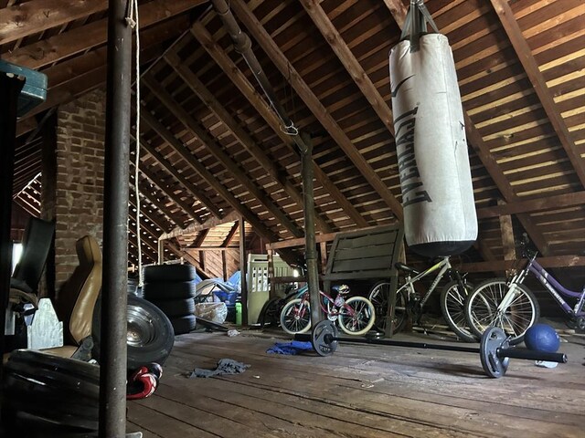 view of unfinished attic