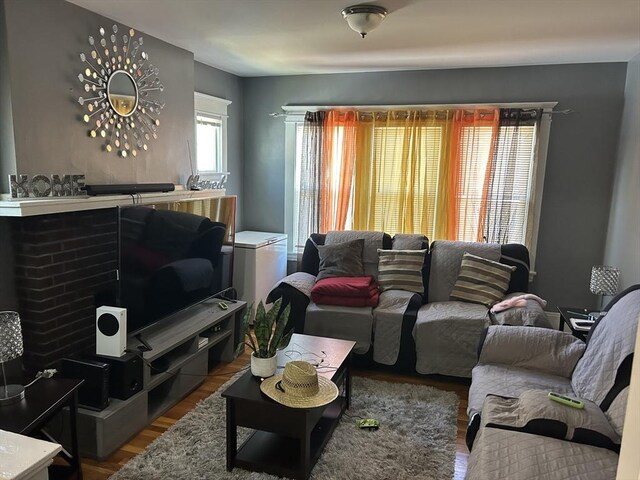 living area featuring wood finished floors