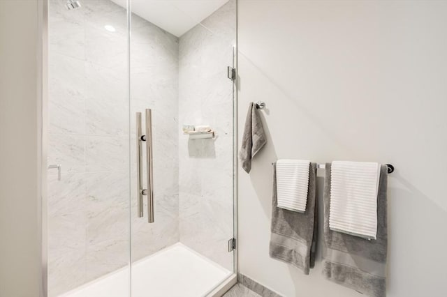 bathroom featuring a shower stall