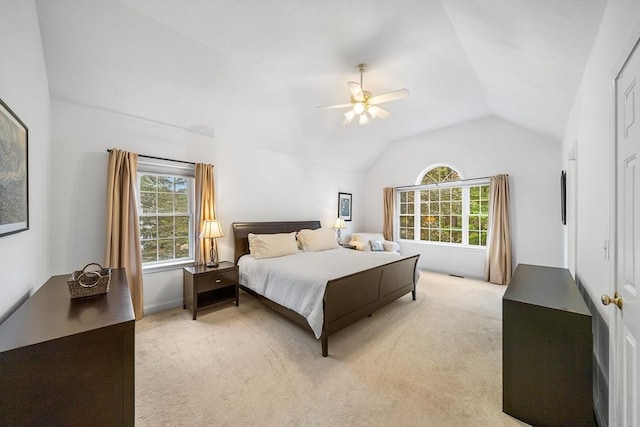 21 Butterfield Ln, Westford, MA 01886 - bedroom with lofted ceiling, light colored carpet, and a ceiling fan