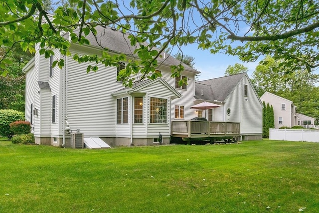 21 Butterfield Ln, Westford, MA 01886 - rear view of property with a deck and cooling unit