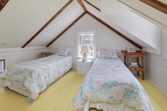 40 Scotchmans Ln, West Tisbury, MA 02575 - bedroom with vaulted ceiling and light wood-style flooring