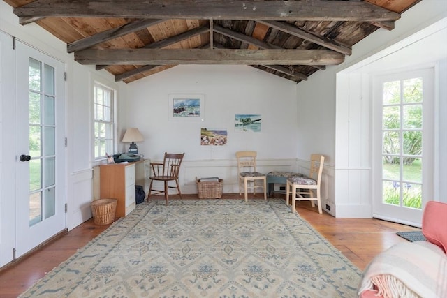 40 Scotchmans Ln, West Tisbury, MA 02575 - sitting room with wooden ceiling, plenty of natural light, and wood finished floors