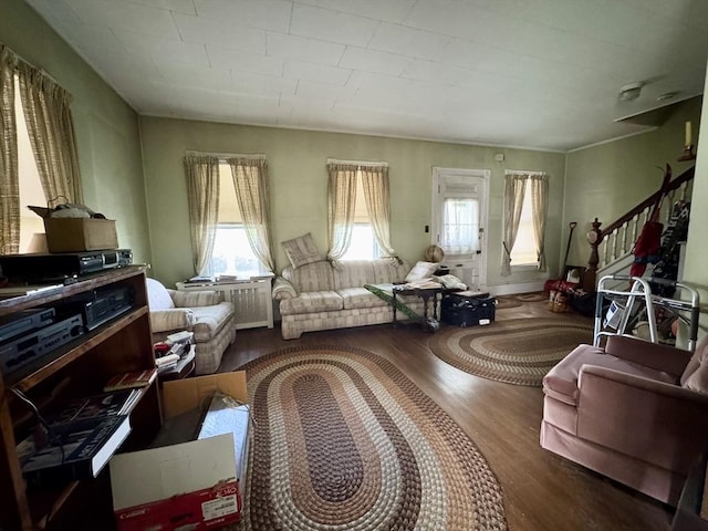 78 Allyn St, Holyoke, MA 01040 - living room with wood finished floors and stairway