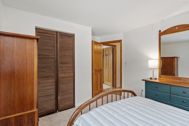 bedroom featuring carpet floors and a closet