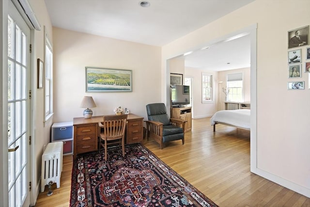 185 Woodland St, Natick, MA 01760 - office with radiator, light wood-style flooring, and baseboards