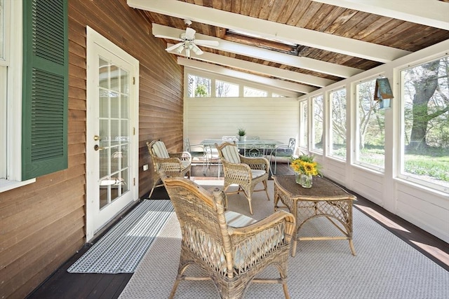 185 Woodland St, Natick, MA 01760 - sunroom with ceiling fan and outdoor dining space