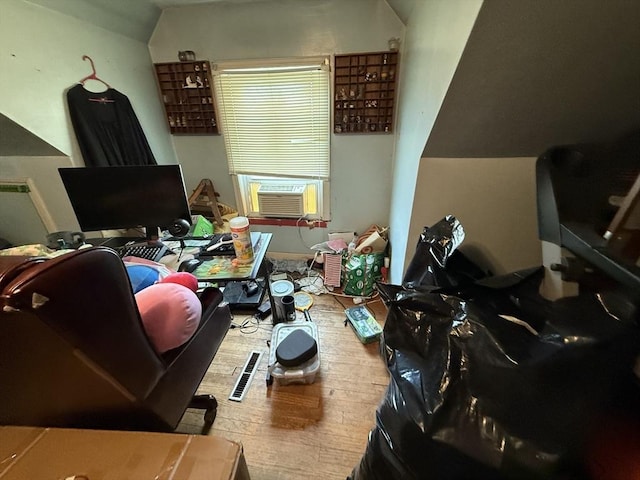 156 Euclid Ave, Lynn, MA 01904 - interior space with hardwood / wood-style flooring, cooling unit, and lofted ceiling