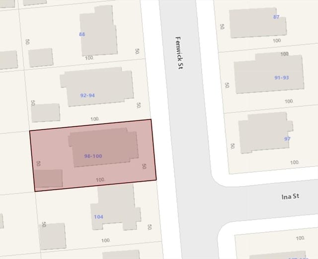 98-100 Fenwick St, Springfield, MA 01109 - map showing property parcels