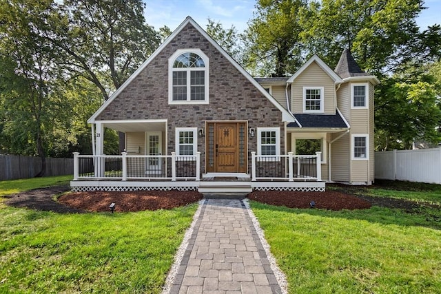 21 Beechwood Ave, Pembroke, MA 02359 - view of front of property featuring covered porch and stone siding