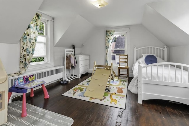 5 Bow St, Townsend, MA 01469 - bedroom featuring wood-type flooring, lofted ceiling, and radiator