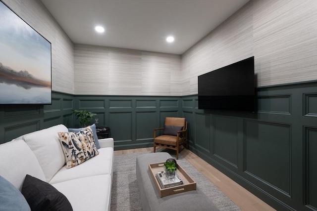 91 Miter Dr Unit 2-2, Plymouth, MA 02360 - living area featuring a decorative wall, recessed lighting, and light wood finished floors