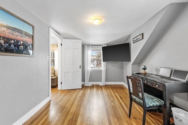office area featuring light hardwood / wood-style floors