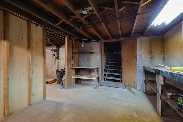 unfinished below grade area with stairs