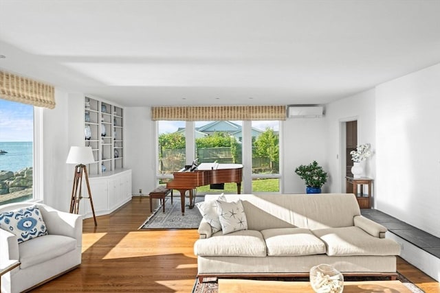 124 William St, Dartmouth, MA 02748 - living room with a wall unit AC and wood finished floors