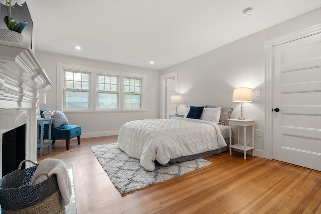 bedroom with light wood-type flooring