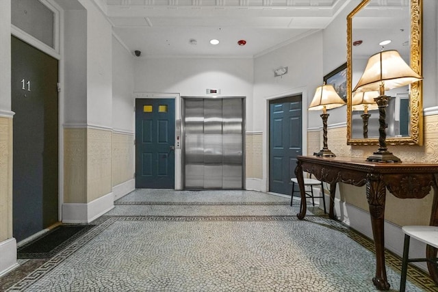 483 Beacon Unit 63, Boston, MA 02115 - interior space featuring a wainscoted wall, a high ceiling, crown molding, and a surveillance system