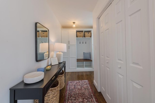 73 Harold St, Milton, MA 02186 - corridor featuring dark wood-style floors