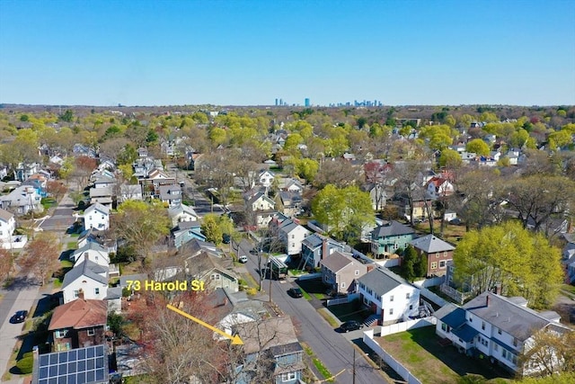 73 Harold St, Milton, MA 02186 - aerial view of property's location with nearby suburban area