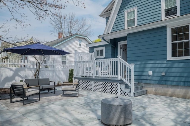 73 Harold St, Milton, MA 02186 - view of patio / terrace with fence and outdoor lounge area