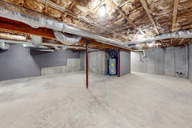 basement with water heater